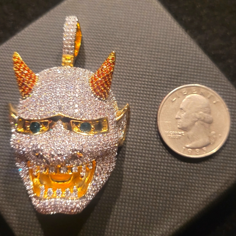 Iced out Devil Mask pendant